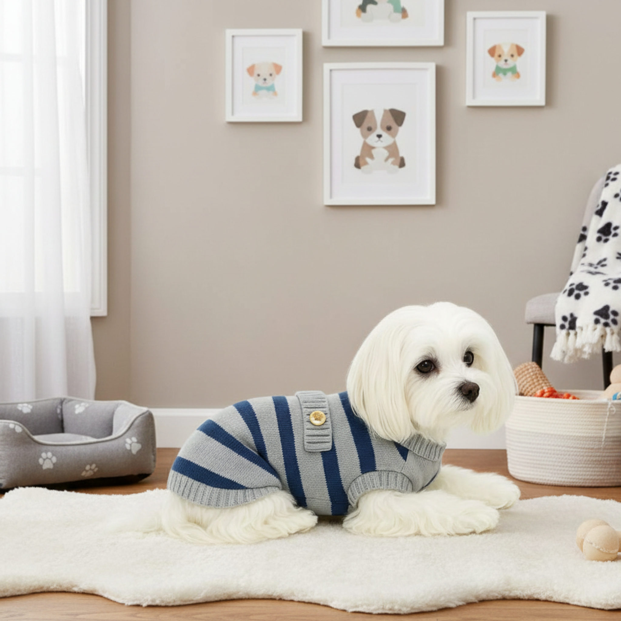 Maglione Lana Merino Classic Stripes per Cani